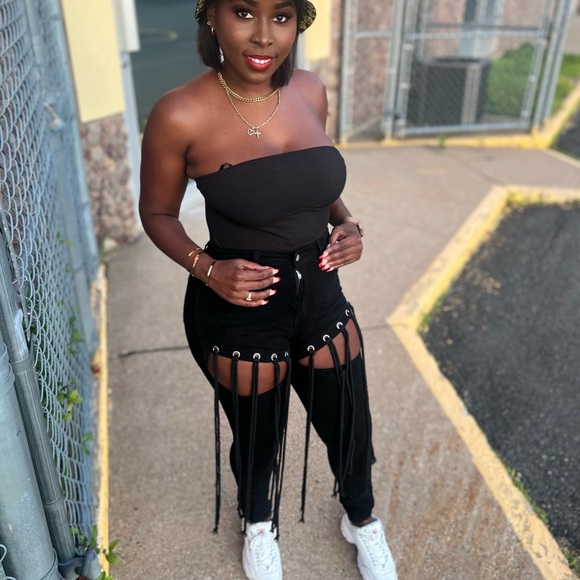 Black fringe jeans - Picture 2 of 3